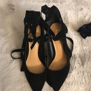 Black tie up high heels